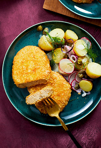 Kartoffelsalat mit endori veggie schnitzel