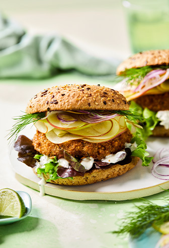Saftiger Apfel-Thymian Burger mit veganem Best Burger