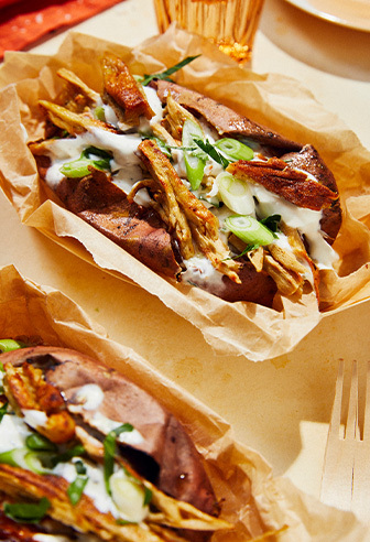 loaded Potato mit endori veganem Kebab und Avocado