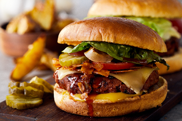 Rauchbier Burger mit endori veggie burger