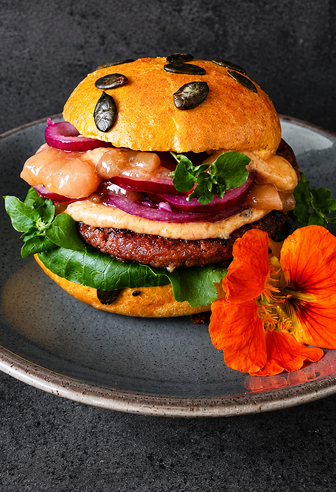 Best Burger mit Kombucha Birnen